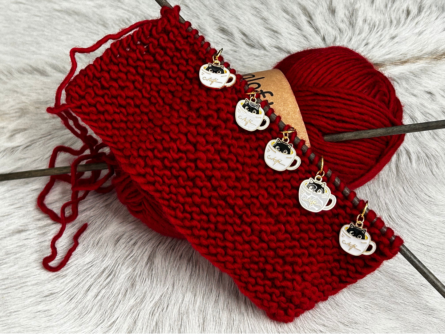 Kitten Coffee Stitch Markers