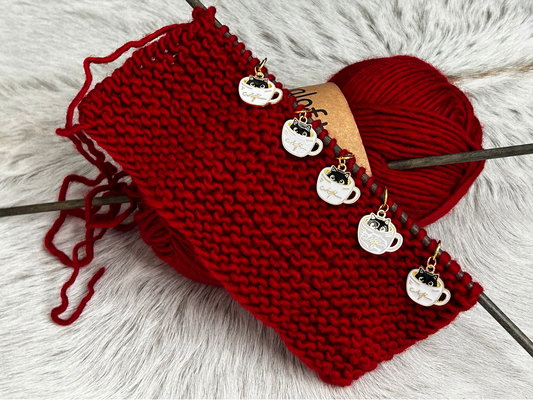 Kitten Coffee Stitch Markers