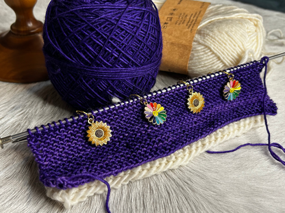 Rainbow Sunflowers Stitch Markers