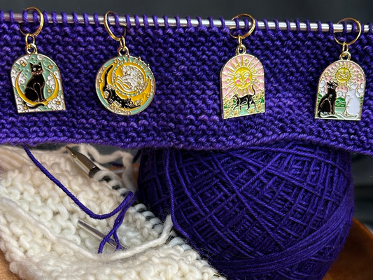 Sun and Moon Cats Stitch Markers
