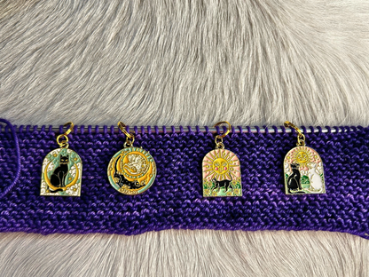 Sun and Moon Cats Stitch Markers