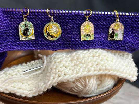 Sun and Moon Cats Stitch Markers